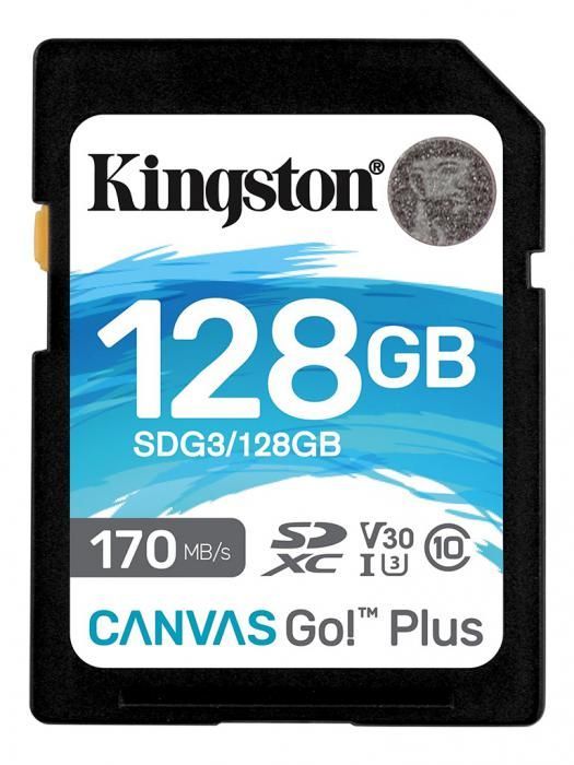 Карта памяти 128Gb - Kingston SDHC 170R C10 UHS-I U3 V30 Canvas Go Plus SDG3/128GB (Оригинальная!)