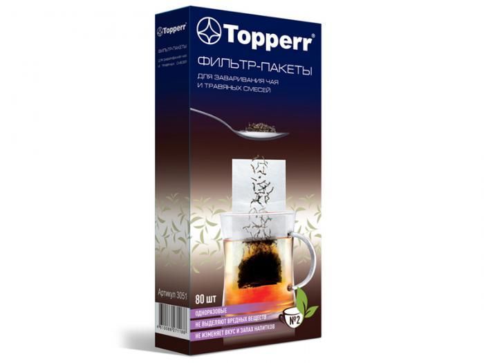 Фильтр-пакеты для заваривания чая Topperr №2 80шт 3051
